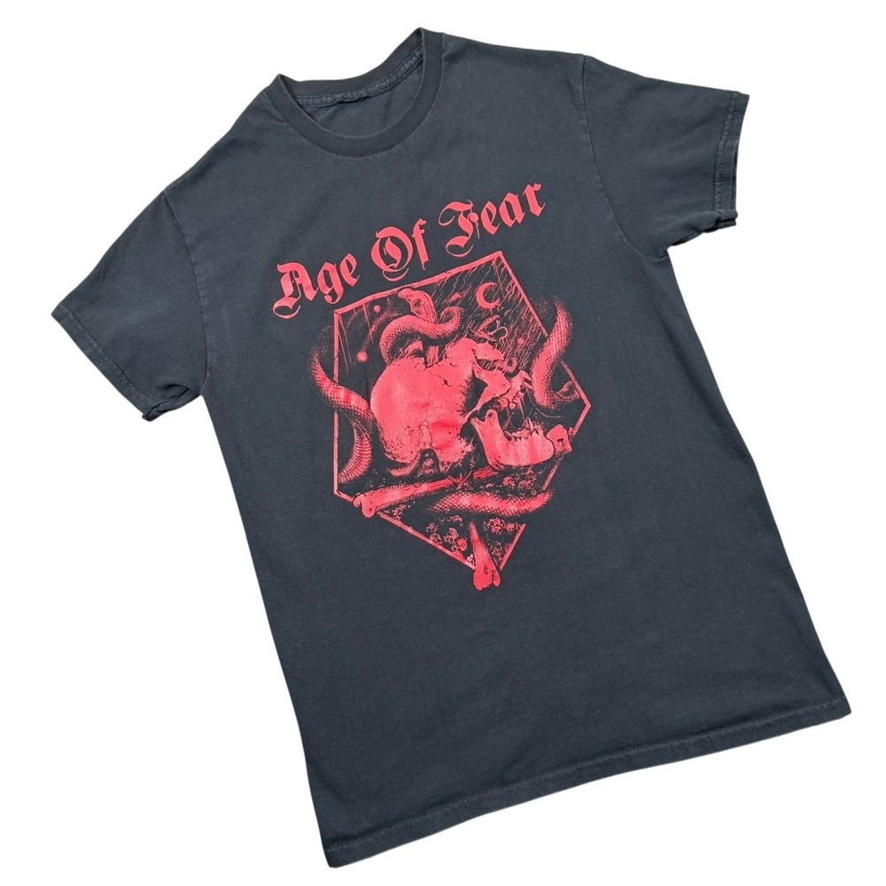 Age Of Fear Graphic Tee Mens S Black Red Skull Serpent Streetwear Casual T-Shirt